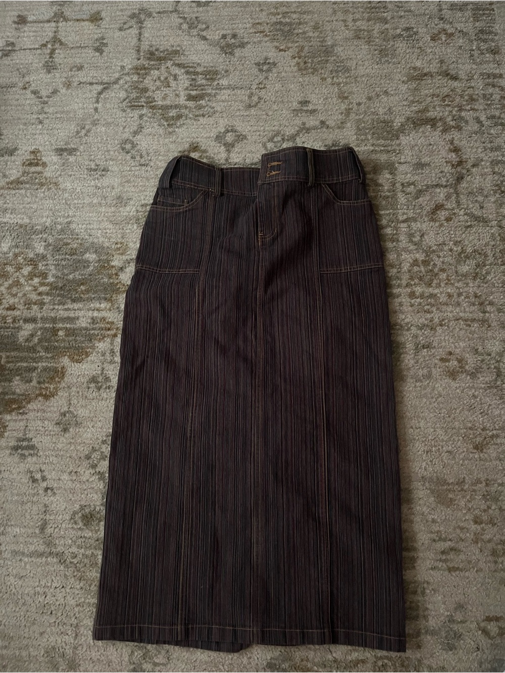 Pinstripe Maxi Skirt Y2K low rise